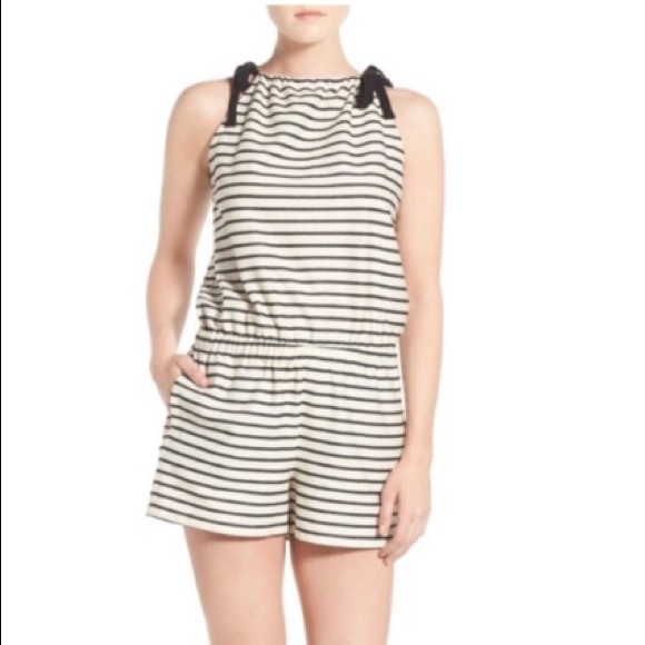 Madewell Pants - Madewell Striped Tie Shoulder Romper Size XS EUC